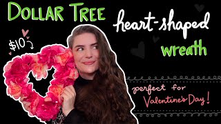 Making a Dollar Tree HeartShaped Wreath So Easy  Craft with Me [upl. by Eniladam]