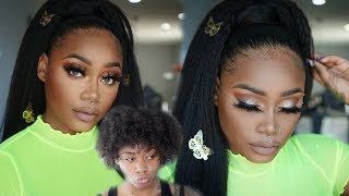 Natural Hair tutorial  Kinky Straight Ponytail  PROM Neutral Effortless Glam [upl. by Clement321]