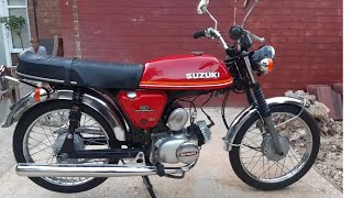 Suzuki AK 50cc 70s moped AP with very dim lights and an air filter restrictor [upl. by Dadinirt269]