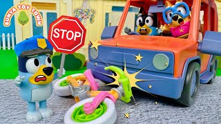 BLUEY Police Officer Learns Car Safety Rules  Safety Lessons For Kids  Bluey Pretend Play Stories [upl. by Fraya]