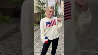 Flagggenseren med amerikansk flagg 🇺🇸 Strikkiano [upl. by Enyalaj]