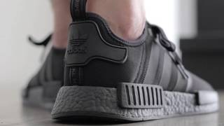 SneakersBR OnFeet adidas NMDR1  Triple Black BOOST [upl. by Linnette]