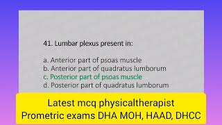 Prometric Exam Questions for Physiotherapy DHA MOH HaaD DHCC 150 MCQ [upl. by Eedak255]