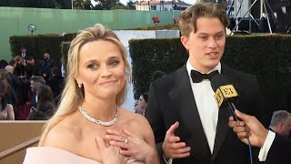 Reese Witherspoon Emotional Over Son Deacon Phillippe Coming as Her Golden Globes Date Exclusive [upl. by Otrebilif]