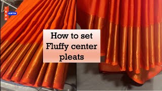 How to set Fluffy center pleats Heatless pleating Step by step saree center pleating explanation [upl. by Eldreeda590]