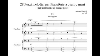 A Diabelli  13 Allegro from quot28 pezzi melodiciquot for Piano four hands score [upl. by Hoffarth585]