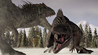 DOMINION GIGANOTOSAURUS VS INDOMINUS REX  Jurassic World Evolution 2 [upl. by Notsirt]