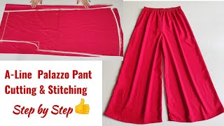 ALine Palazzo Cutting and stitching  Palazzo pant and stitching Very Easy Flared Palazzo cutting [upl. by Ahsilak]