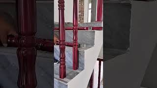 Mahogany stair handrail installation process [upl. by Minsat]