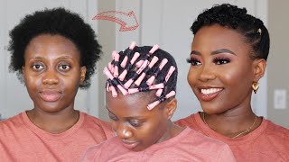 Easy Short 4C Hairstyle  Perm Rod Set On Natural Hair [upl. by Avictor]