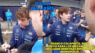 Franco Colapinto pedía apoyo para los mecánicos de Williams mientras reparan su monoplaza F1 radio [upl. by Dimitri]