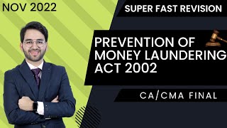 Prevention of Money Laundering Act  Nov 2022  SuperFast revision ICAI  CA CMA Final [upl. by Aicila]