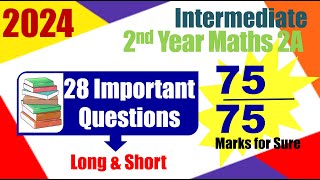 Inter 2024 Inter Maths 2A 2nd Year important questions [upl. by Oicnedurp]