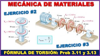 ESFUERZO CORTANTE MÁXIMO POR TORSIÓN  Prob 311 y 313 Beer Johnston 8va Edición  M de Materiales [upl. by Suidualc836]