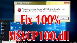 How To Fix MSVCP100dll Missing Error Working 100 Windows 7 8 81 and 10 i Fix it [upl. by Tonye]