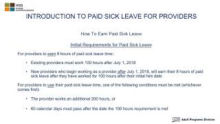 Introduction to Paid Sick Leave for Providers [upl. by Cudlip]