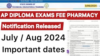 AP DIPLOMA PHARMACY EXAM NOTIFICATION  ER2020 REGULAR EXAM FEE DATES [upl. by Niehaus]