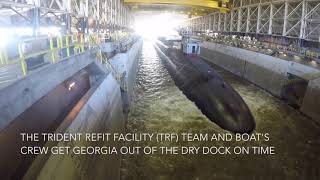 USS Georgia SSGN 729 undocks from Trident Refit Facility [upl. by Aneehs]