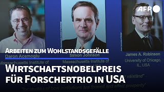 Wirtschaftsnobelpreis geht an Forschertrio in den USA  AFP [upl. by Dorri]