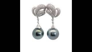 229 Carat Diamond amp Cultured South Sea Pearl Drop Earrings in 14k White Gold [upl. by Ydissahc455]