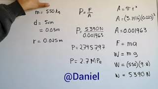 Presión en un émbolo usando masa y diámetro [upl. by Hanauq]