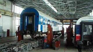 Changing bogies of passenger cars europeantorussian gauge [upl. by Roter]