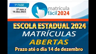 COMO FAZER A MATRICULA ESCOLA ESTADUAL 2024 matrícula fácil [upl. by Reahard]