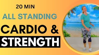 20 Minute Full Body Standing Strength amp Cardio Workout for Beginners [upl. by Kella475]