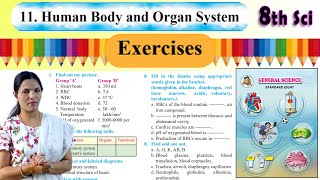 8th Science Exercises  Human Body and Organ System  Chapter 11 [upl. by Mansfield508]