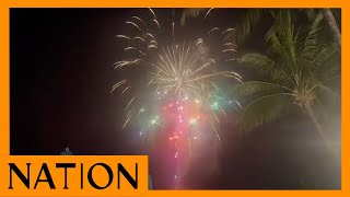 Mombasa residents celebrate the New Year with massive fire work display [upl. by Earlie]