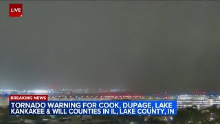 Possible tornado caught on camera near OHare Airport [upl. by Flem]