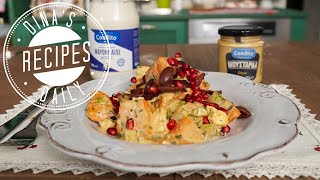 Dina’s Daily Recipes  Γλυκοπατατοσαλάτα με ρόδι και ελιές και κρέμα μαγιονέζαμουστάρδα [upl. by Ynaffad]