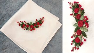 Simple Handkerchief Embroidery for Beginners  How to Embroider on Handkerchief  Miss Embroidered [upl. by Nella89]