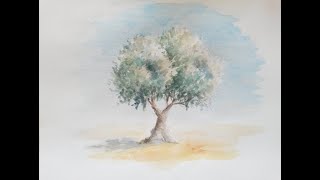 tutoriel d aquarelle facile un olivier en trois étapes [upl. by Aileahcim]