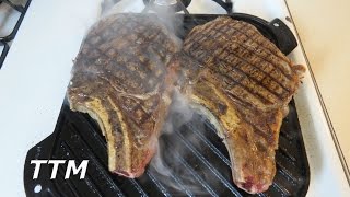 How to Cook a Bonein Beef Rib Steak on a Stovetop Cast Iron Grill [upl. by Anhsirk]