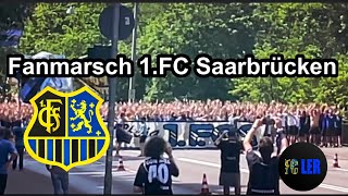 1 FC Saarbrücken Fans  Fanmarsch  Feuerwerk in der Stadt 2023 [upl. by Warden]