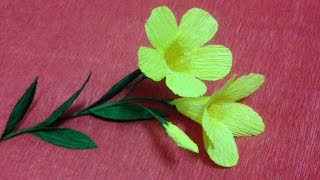 How to Make Allamanda Crepe Paper flowers  Flower Making of Crepe Paper  Paper Flower Tutorial [upl. by Seta]