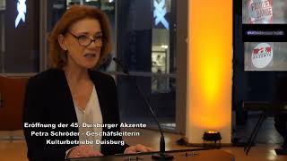 Eröffnung der 45 Duisburger Akzente Petra Schröder Geschäftsleiterin Kulturbetriebe Duisburg [upl. by Leggat]