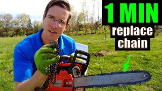 EASY How to change a Husqvarna chainsaw chain in 1 minute [upl. by Brainard]