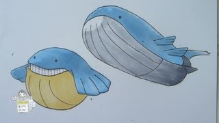 How to draw Pokemon No 320 Wailmer No 321 Wailord [upl. by Ahsemit]