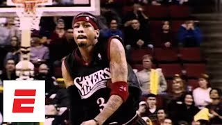 Top crossovers dunks shots and moments from Allen Iverson’s legendary NBA career  ESPN Archives [upl. by Odnanreh]