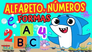 ALFABETO NÚMEROS E FORMAS GEOMÉTRICAS Vamos aprender coma turminha da Drika Para crianças [upl. by Kowal]