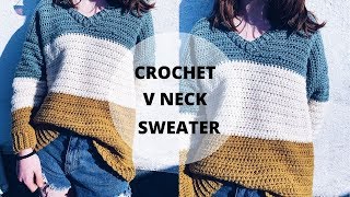 Quick and Easy Crochet V Neck Sweater S5XL [upl. by Acinoed979]