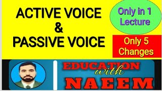 Active Voice amp Passive Voice only in one Lecture  Active amp Passive voices easy tricks  5 changes [upl. by Uphemia793]