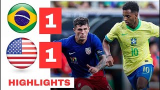 USA vs Brazil HIGHLIGHTS amp ALL GOALS 11 Rodrygo Goal Pulisic Goal vs Brazil [upl. by Alrrats461]