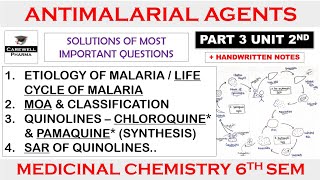 Solution  Antimalarial drugs  Part 3 Unit 2  Medicinal Chemistry 6th Semester [upl. by Hgielyak]