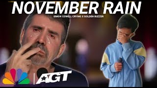 Golden Buzzer Simon Cowell Crying To Hear The Song November Rain Homeless On The Big World Stage [upl. by Reivax]