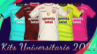 Kits Universitario de Deportes temporada 2024 consin parche Liga 1 Te Apuesto para eFootball PES [upl. by Atikim579]