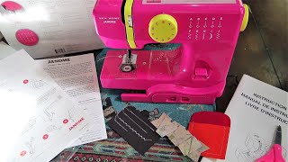 Janome New Home quotDerby Linequot Sewing Machine Set Up Review amp First Stitches [upl. by Neelrac]