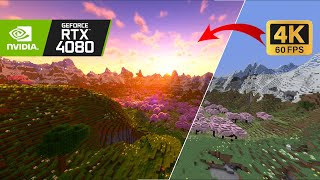 4K 60fps Insane render distance  Shader Comparison  Rethinking Voxels SEED9057106438652214955 [upl. by Eddina]